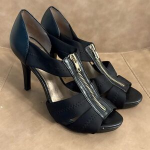 Coach and Four black strappy zip up heels size 7